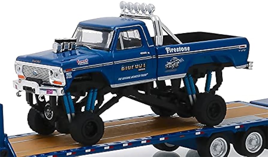 1:64 Bigfoot #1 (1979) - 1974 年福特 F-250 鹅颈拖车上的怪物卡车,带替换轮胎(爱好独家)预订 2024 年 4 月