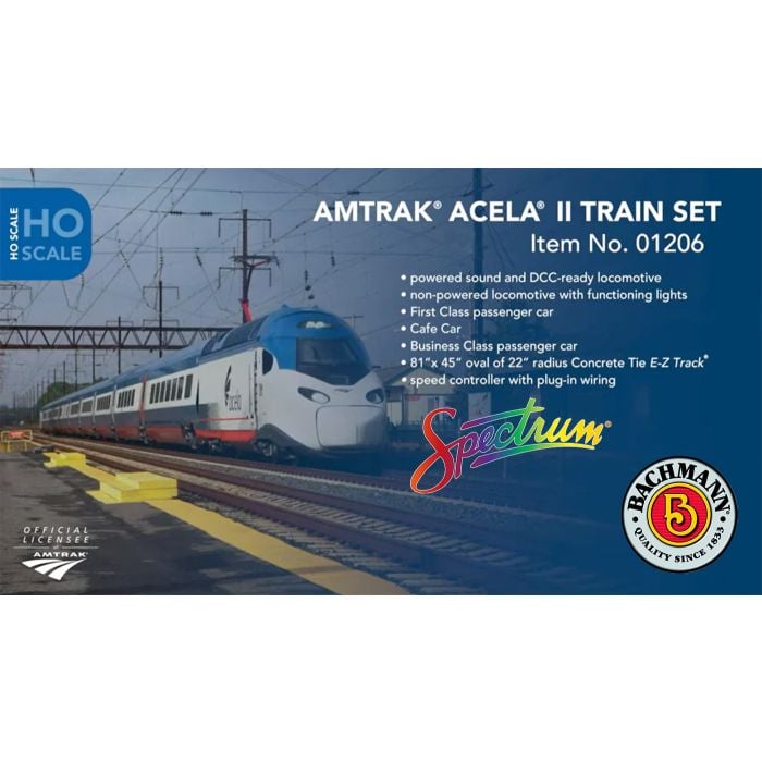 BACHMANN 01206 HO SPECTRUM AMTRAK ACELA II STARTER TRAIN SET