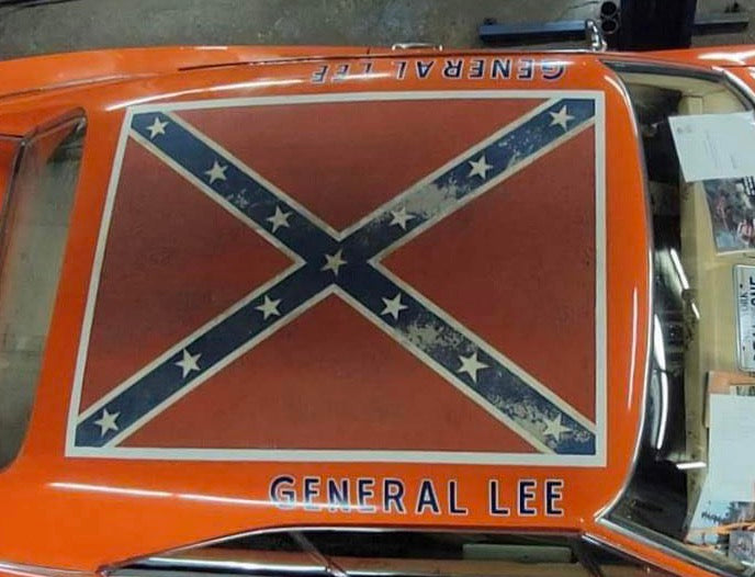 General Lee Rebel Flag Vinyl Sticker 5.5x4in