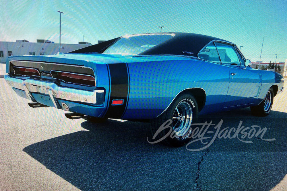 1:64 Barrett-Jackson 'Scottsdale Edition' 系列 11 - 1969 道奇 Charger - B5 蓝色,带黑色乙烯基车顶实心包