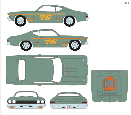 1:64 1968 Chevy Chevelle #76 Race Car New England Dukes Exclusive Greenlight PREORDER Summer/Fall 2025