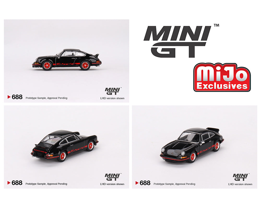 1:64 Mini GT Porsche 911 Carrera RS 2.7 Black with Red Livery – MiJo Exclusives