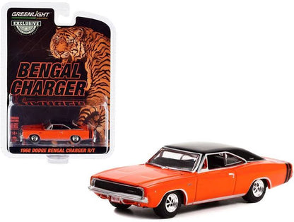 1:64 1968 Dodge Bengal Charger R/T oranje met zwarte strepen 