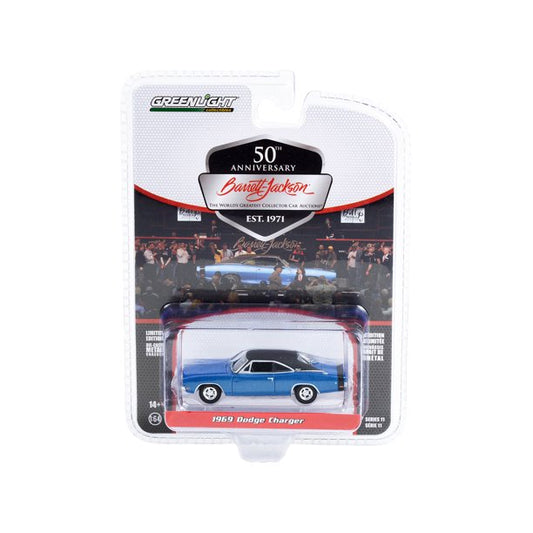 1:64 Barrett-Jackson 'Scottsdale Edition' Series 11 - 1969 Dodge Charger B5 Blue with Black Vinyl Roof Solid Pack