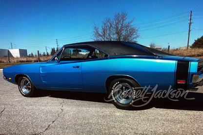 1:64 Barrett-Jackson 'Scottsdale Edition' Series 11 - 1969 Dodge Charger B5 Blue with Black Vinyl Roof Solid Pack