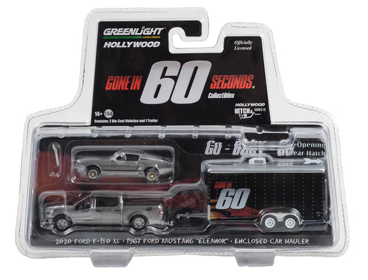 1:64 Gone in Sixty Seconds (2000) - 2020 Ford F-150 XL with STX Package with 1967 Custom Ford Mustang “Eleanor” in Enclosed Car Hauler Solid Pack
